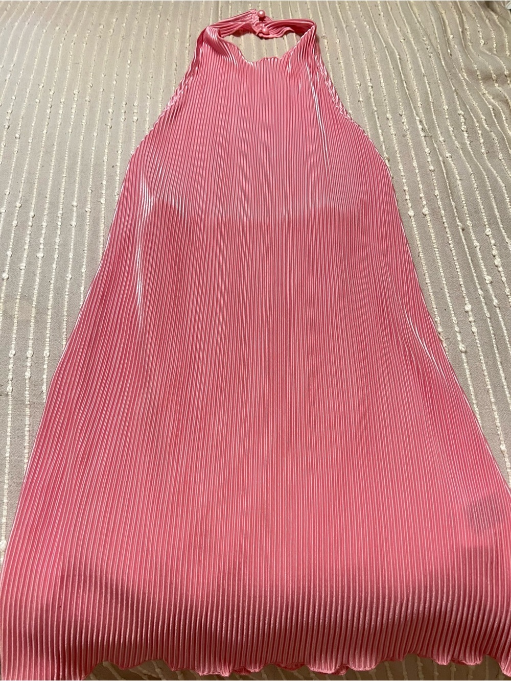 SHEIN Pink Pleated Halter Backless Dress